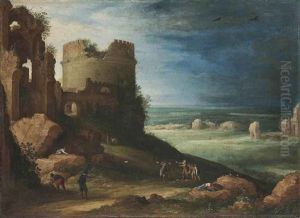 Capriccio Of The Via Appia Antica, Near Rome, With The Tomb Of Cecilia Metella And The Claudian Aqueduct by Paul Bril