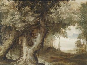 Waldlandschaft Mit Ausblick Auf Einen See by Paul Bril
