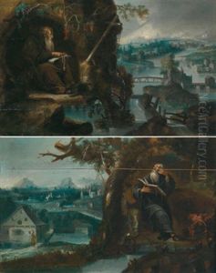 Weite Landschaft Mit Lesendem Eremit (+ Weite Landschaft Mit Lesendem Eremit; Pair) by Paul Bril