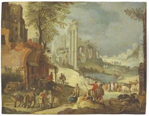 Figures Resting By An Inn by Paul Bril