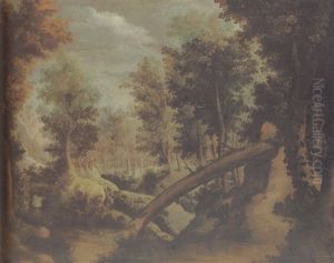 A Wooded Landscape With A Fallen Tree