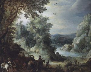 Bewaldete Fluslandschaft Mit Reitern Zigeunerin