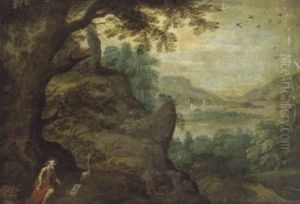 Gebirgige Fluslandschaft Mit Dem Heiligen Hieronymus Mit Dem Lowen Gebirgige Fluslandschaft Mit Dem Heiligen Hieronymus Mit Dem Lowen