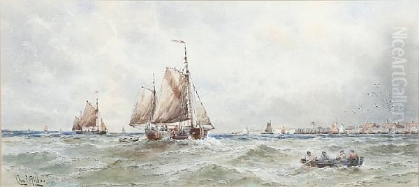 Sailing Vessels In A Busy Estuary - view 1
