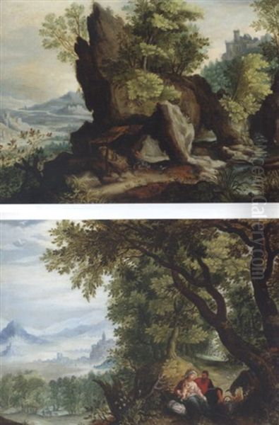 A Rocky Landscape With Saint Jerome - view 1