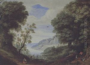 Bewaldete Flusslandschaft Mit Hirt Und Anglern by Paul Bril