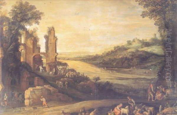 Landscape With Villagers And Ruins In The Background - view 1