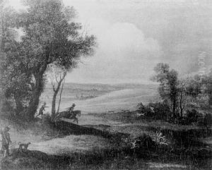 A Wooded Landscape With Huntsmen by Paul Bril