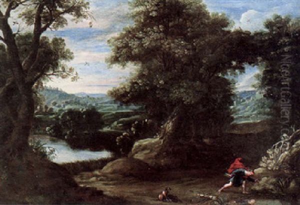 A Wooded Landscape With Narcissus - view 1