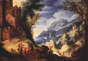 Paysage Montagneux Anime De Personnages Avec Le Retour Du Fils Prodigue by Paul Bril