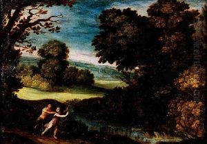 Satyre Poursuivant Une Nymphe