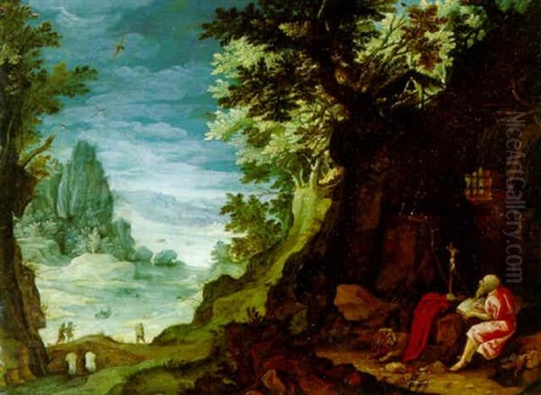 A Rocky Landscape With Saint Jerome - view 1