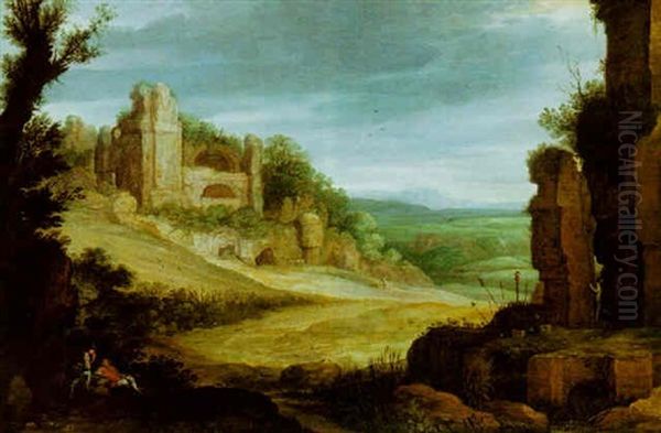 A Landscape With Classical Ruins And Birdcatchers - view 1