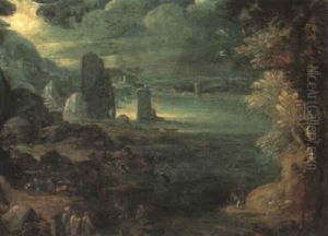 Wooded River Landscape With Figures by Paul Bril