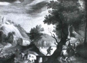 Paisaje Montanoso Con Jinete Y Campesinos by Paul Bril