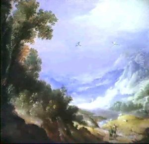 An Extensive Landscape With Figures On A Road by Paul Bril