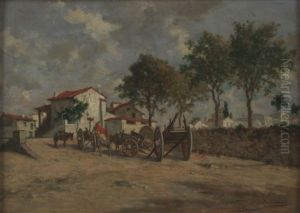 Sudfranzosische Landschaft Mit Eselkarren by Louis Georges Brillouin