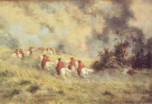 Cavaliers A La Charge Au Debut Du Xviiieme Siecle by Louis Georges Brillouin