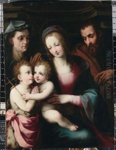 Sacra Famiglia Con Santa Elisabetta E San Giovannino by Francesco del Brina