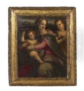 Portrait Of Madonna And Christ Child With St. John by Francesco del Brina