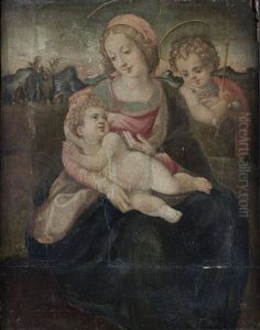 The Madonna And Child With The Infant Saint John The Baptist Before An Open Landscape by Francesco del Brina