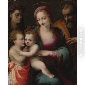 The Holy Family With The Young Saint John The Baptist And Saint Elizabeth by Francesco del Brina