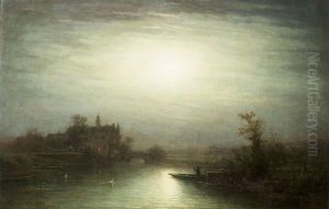 Moonlit Night At The Castle Pond by Hermann Brinckmann