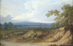 Weite Landschaft Mit Reitern Und Pferdefuhrwerk by Philipp Hieronymus Brinckmann