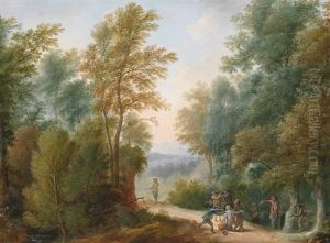 Waldlandschaft Mit Marodierenden Wegelagerern