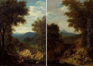 Pendants - Wanderer In Einer Waldlandschaft (+ Another; 2 Works) Pendants - Wanderer In Einer Waldlandschaft (+ Another; 2 Works)