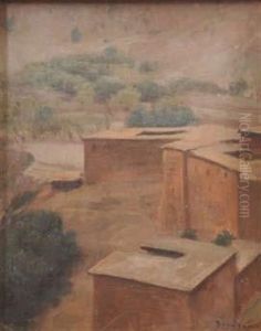 Paysage Aux Maisons (afrique Du Nord) by Louis-Edouard Brindeau de Jarny