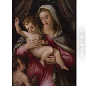 Vierge A L"enfant Avec Saint Jean-baptiste by Francesco Brini Active Florence