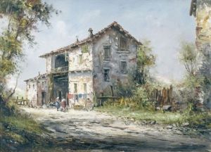 Italienisches Gehoft Mit Staffage by Anton Brioschi