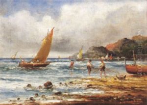 Strandlandschaft Mit Fischern Strandlandschaft Mit Fischern