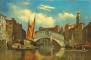 Blick Vom Canal Grande Auf Die Ponte Di Rialto In Venedig by Carlo Brioschi