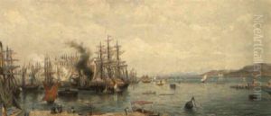 A View Of Trieste Harbour by Carlo Brioschi
