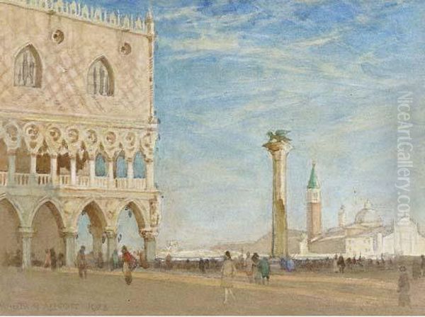 Figures On St. Mark's Square Before The Doges' Palace - view 1