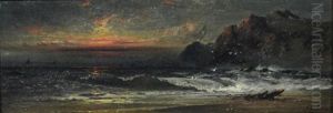 Coastal Seascape With Sailboats by Franklin Dullin Briscoe