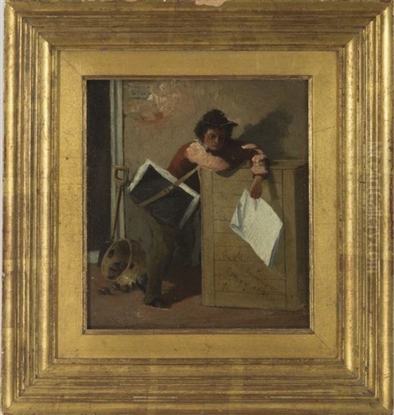 Newspaper Boy With Satchel - view 1