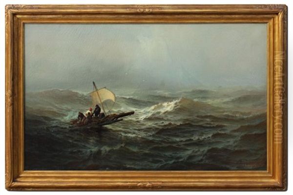 Life Raft Sailing For Rescue In Stormy Seas - view 1