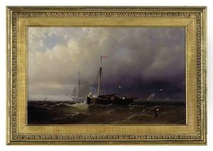 A Fishing Vessel At Sea by Franklin Dullin Briscoe