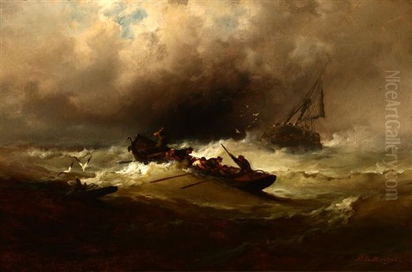 The Typhoon, Figures In A Rowboat On High Seas - view 1
