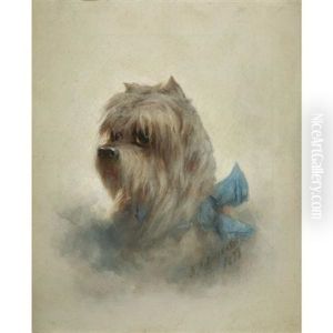 Portrait Of A Terrier With Blue Bow Portrait Of A Terrier With Blue Bow