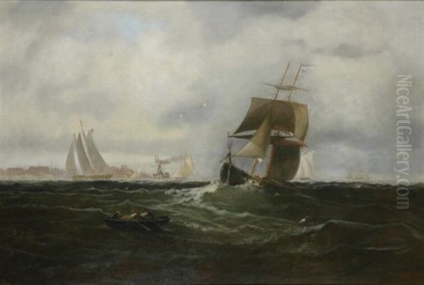 Shipping Offshore On A Breezy Day - view 1