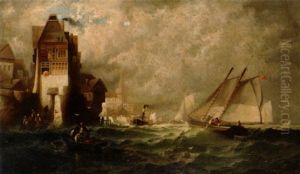 A Fishing Cutter And Other Shipping Off A Dutch Harbor by Franklin Dullin Briscoe
