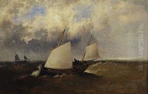 Seascape With Ships by Franklin Dullin Briscoe