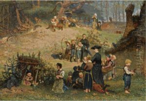 'het Kleine Sint-jorisgilde Te Dongen' (the Saint Joris Guild In Dongen) by August Allebe