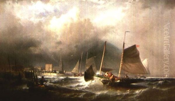 Returning With The Catch In A Stormy Sea - view 1