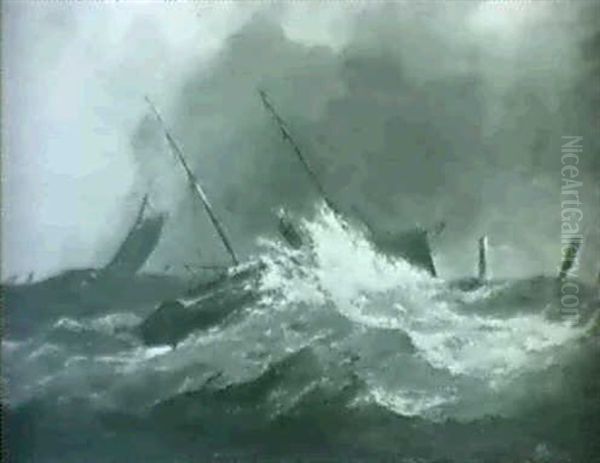 The Clyde (?). Portrait Of A Two-masted Sail/steamship In Heavy Seas - view 1