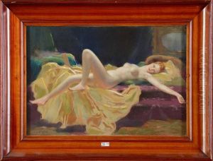 Femme Nue Allongee by Gustave Brisgand